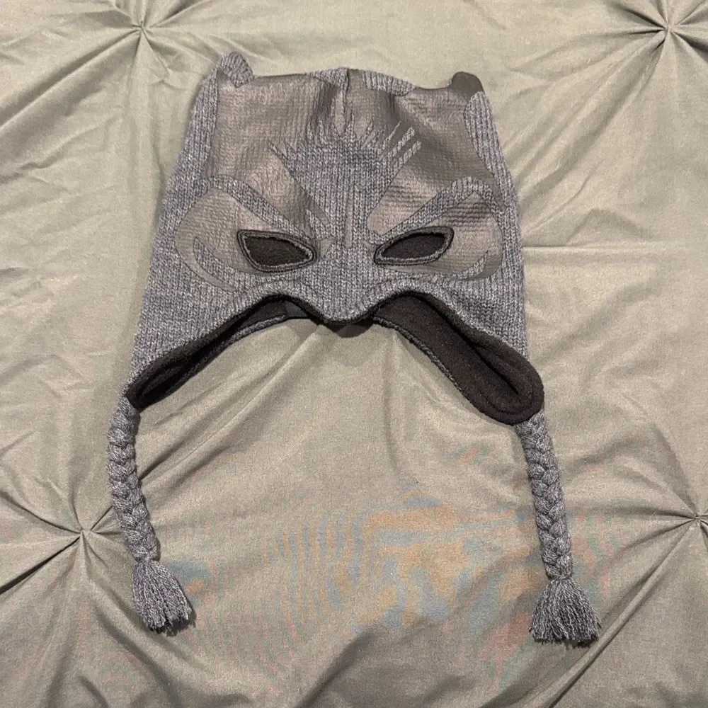 Batman Gray Knit Mask Hat with Braided Tassels